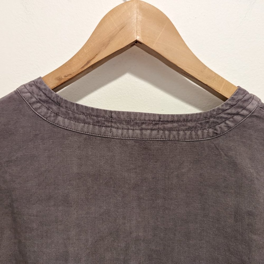 Anthropologie Cloth & Stone Grey Lattice Detail Bell Sleeve Top - Picture 11 of 13